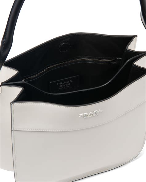 prada margit shoulder white|Prada Margit leather hobo shoulder bag.